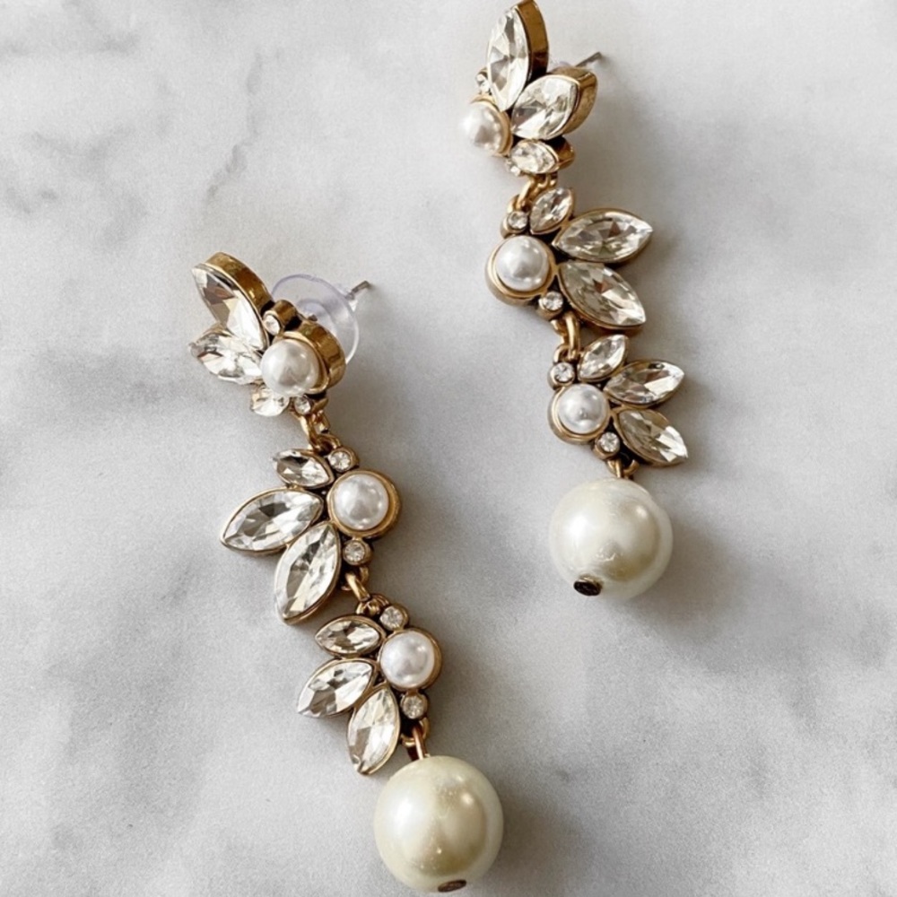 Bridal Pearl Drop Statement Earrings - Picture 5 of 6